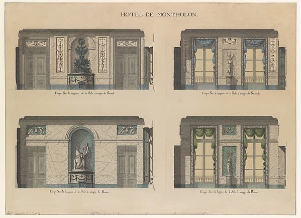 Longitudinal and Cross Sections of the Dining Rooms of the Hôtel de Montholon — Jean Jacques Lequeu