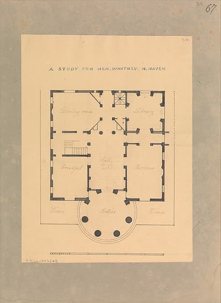 House for Henry Whitney, New Haven, Connecticut (plan) — Alexander Jackson Davis