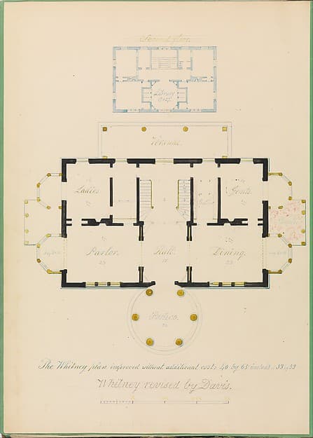 House for Henry Whitney, New Haven, Connecticut (revised plan) — Alexander Jackson Davis
