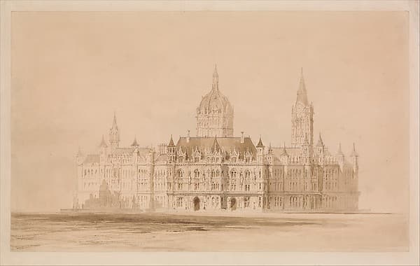 Competition Drawing for the Manchester Town Hall — Thomas Allom