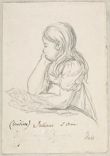 Portrait of Juliane Sophie Heger as a Child, leaning on a Table — Johan Christian Dahl