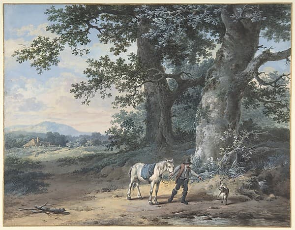 A Peasant Leading his Horse on the Outskirts of a Wood — Pieter Barbiers II
