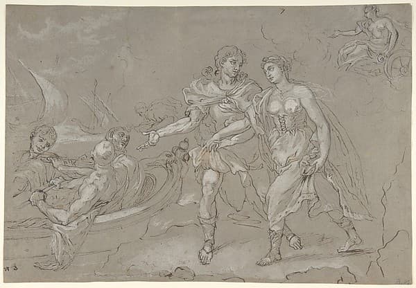 The Rape of Helena; verso: Study of a Kneeling Nude Male Figure — Daniel Seiter