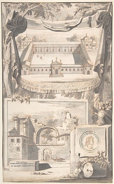 A Reconstruction of the Thermae of Nero (above) and a View of the Ruins (below) — Jan Goeree