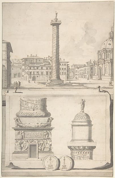 A View of the Column of Trajan (above) with Details (below) — Jan Goeree