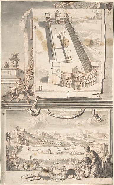 Reconstruction of the Circus of Caracalla (above) and a View of the Ruins (below) — Jan Goeree