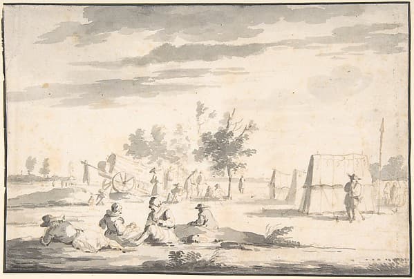 Landscape with Figures and Camp Site — Josua de Grave