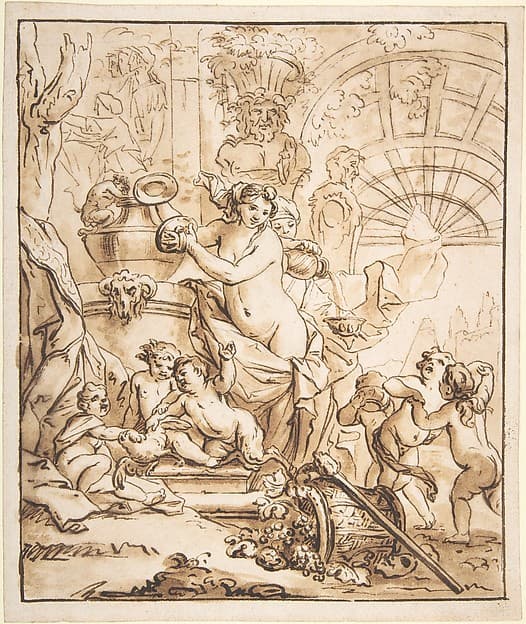Bacchanalian Scene with Nymphs and Putti — Gerard de Lairesse