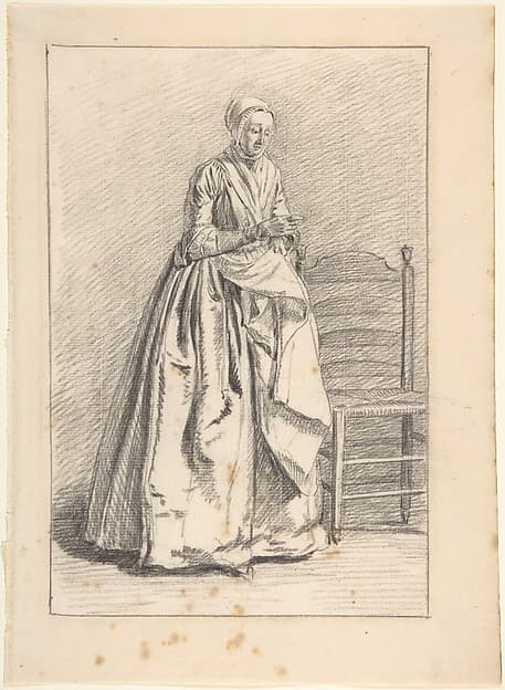 A Woman Standing next to a Chair — Nicolaas Muys