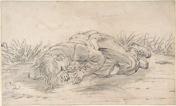 A Boy Sleeping in the Outdoors — Cornelis Saftleven