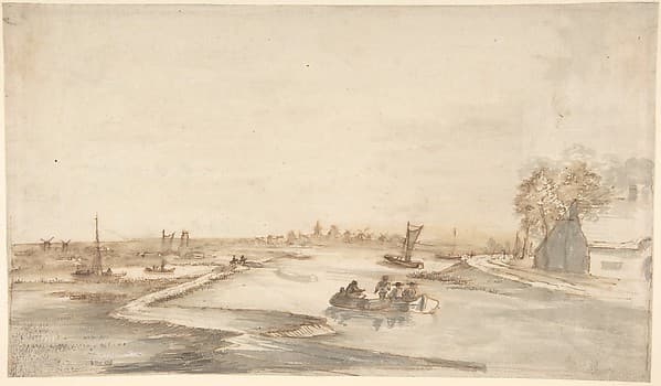 Canal Landscape with Figures — Abraham de Verwer