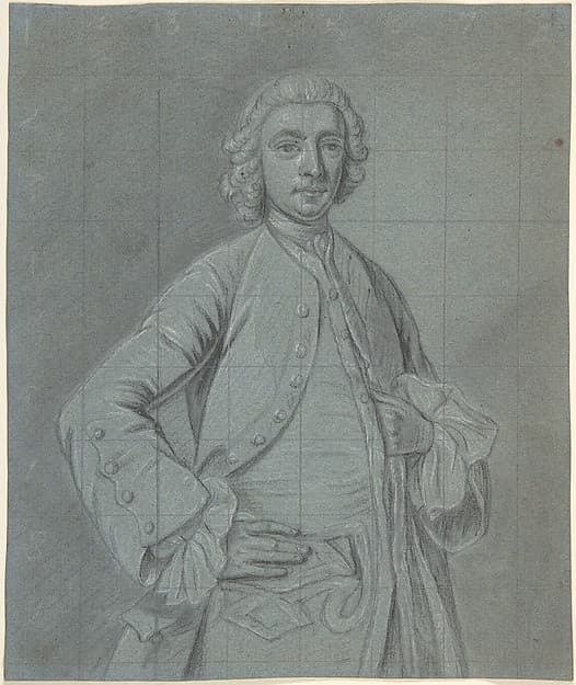 Half-length portrait study of a wigged man — Joseph van Aken