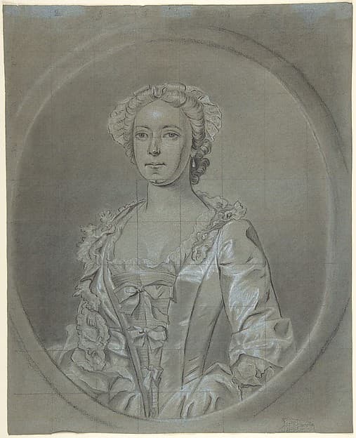 Half-length portrait study of a woman wearing a cap and pearl earrings — Joseph van Aken