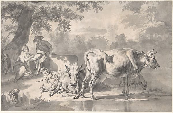 Peasants with Cattle and Sheep — Adriaen van de Velde