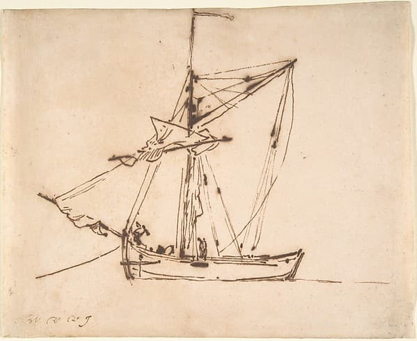 Sketch of a Sailboat — Willem van de Velde II