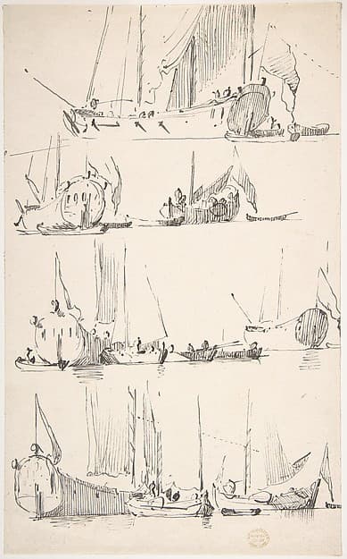 Studies of Ships and Boats — Willem van de Velde II