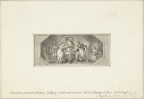Berenice prevents Ptolemy judging Condemned Persons while playing at Dice — Edward Francis Burney