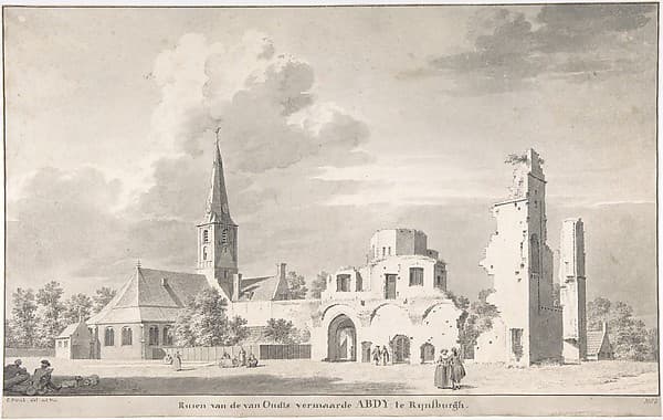 The Church and Ruins of Rijnsburg, Seen from the Northeast — Cornelis Pronk