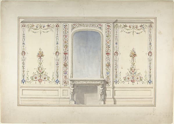 Elevation of Fireplace Wall in an Elizabethan Revival Room — John Dibblee Crace
