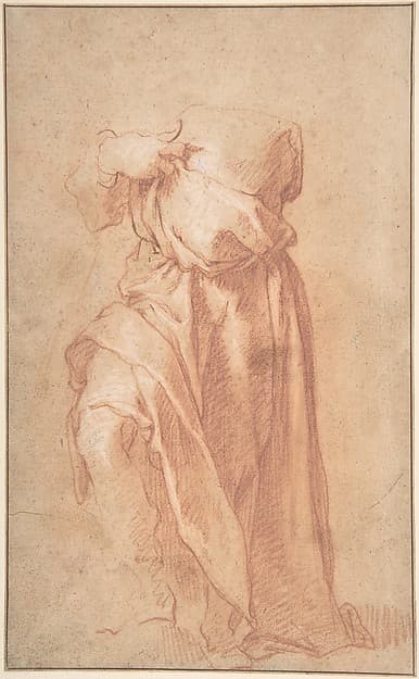 Study of a Headless Draped Figure with Arms Crossed; verso: Figure of a Man in a Voluminous robe, Seen from Behind — Abraham Bloemaert
