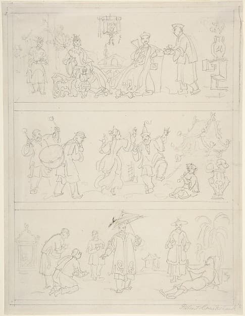 Three Friezes of Chinese Figures — Isaac Robert Cruikshank