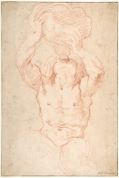 Study for a Triton (recto); Anatomical Studies ? (verso) — Gian Lorenzo Bernini