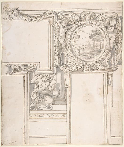 Design Wall Elevation with Stucco and Painted Decorations — Luigi Garzi