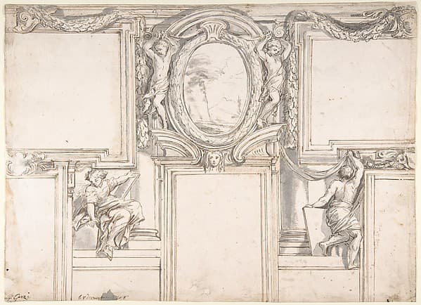 Design Wall Elevation with Stucco and Painted Decorations — Luigi Garzi