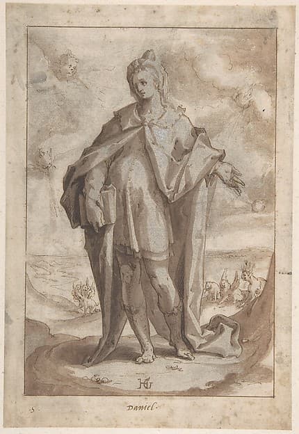 The Prophet Daniel in a Landscape — Hendrick Goltzius