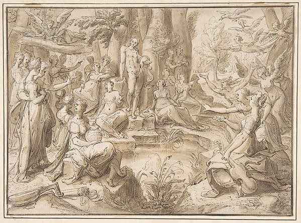 The Challenge of the Pierides, from Ovid's Metamorphosis (Book V: 294-678) — Karel van Mander I