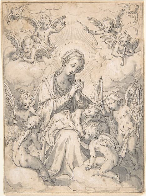 The Virgin and Child Surrounded by Little Angels in the Clouds — Friedrich Sustris