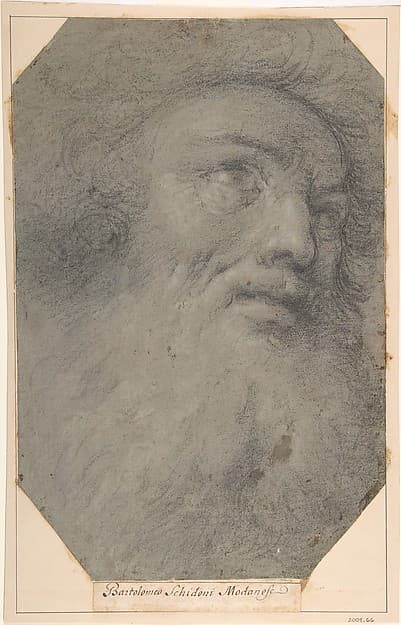 Head of a Bearded Man, Looking up to the Right — Bartolomeo Schedoni