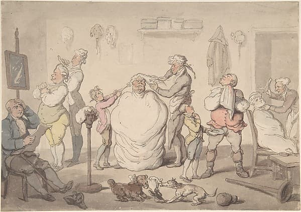 The Barber's Shop — Thomas Rowlandson