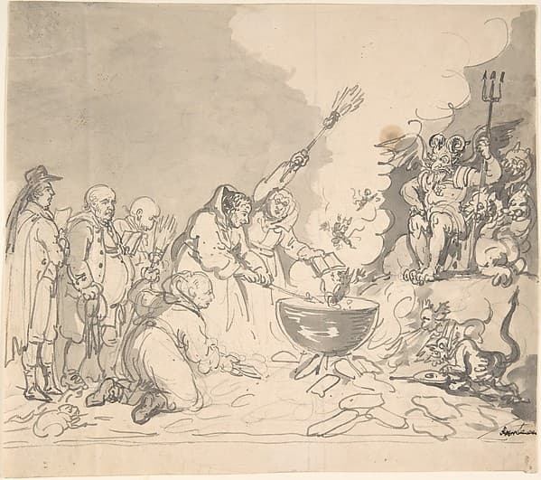 Study for "A charm for democracy, reviewed, analyzed, and destroyed January 1, 1799" (recto and verso) — Thomas Rowlandson