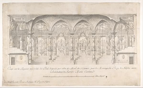 Longitudinal Section of a Ballroom Decorated for the Marriage of the King of Naples to the Archduchess of Austria — Luigi Vanvitelli