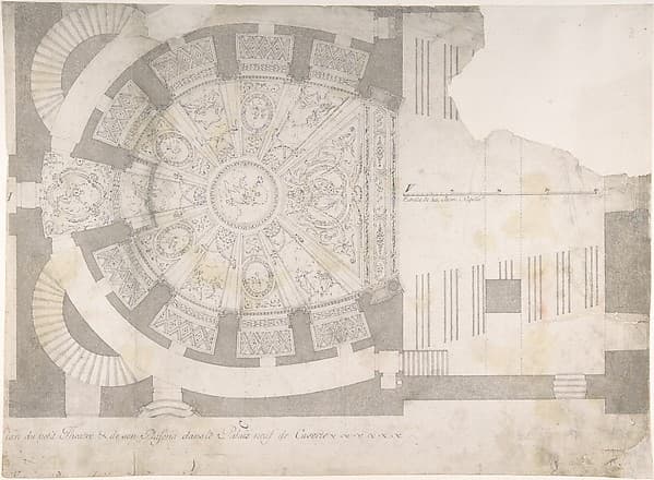Projection of Ceiling Over Plan of the Small Theater in the Palace at Caserta — Luigi Vanvitelli