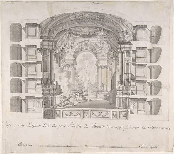 Transverse Section of the Small Theater at the Palace of Caserta, with a View of a Stage Design — Luigi Vanvitelli