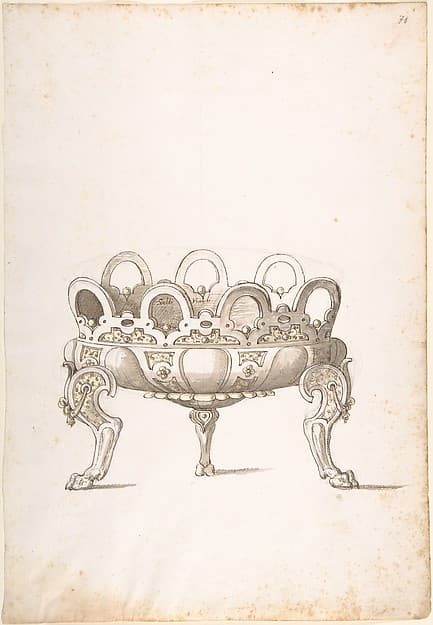 Design for Shallow Round Dish on Three Legs — Erasmus Hornick