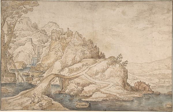 Landscape with a Road Leading Towards a Settlement on a Hill — Joos de Momper the Younger