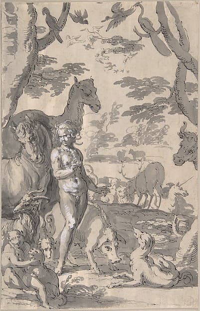 Adam in the Garden of Eden, Naming the Animals — Joachim Wtewael