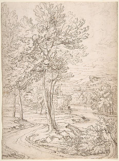 Classical Landscape with a Building and a River — Abraham Genoels II
