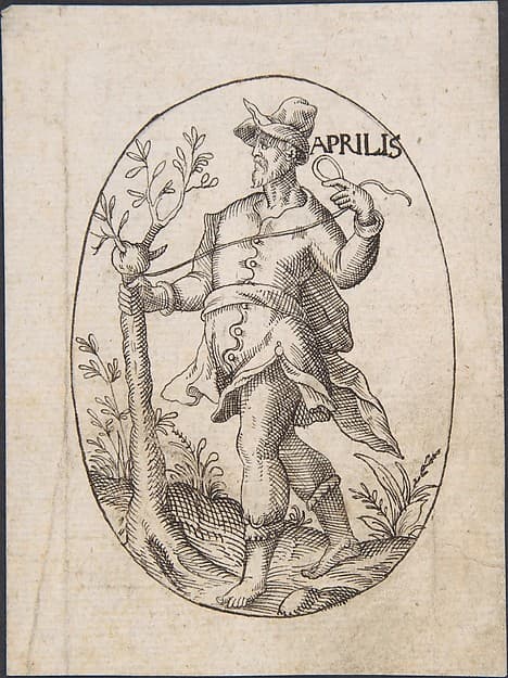The Month of April: Man Grafting a Branch onto a Tree — Erasmus Hornick