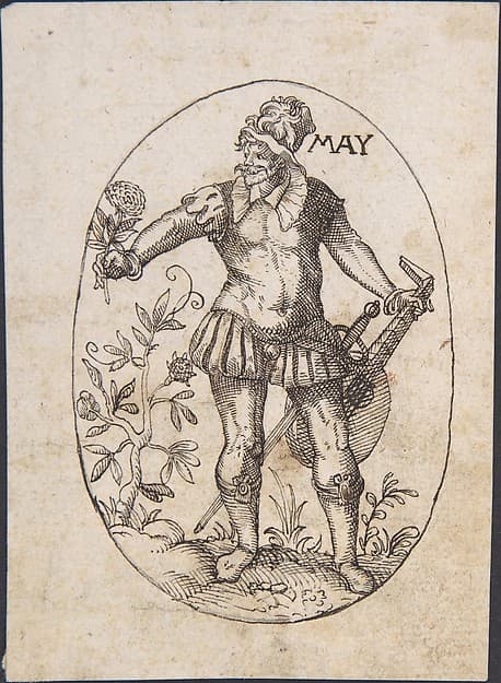 The Month of May: An Elegant Man Holding a Flower and Lute — Erasmus Hornick