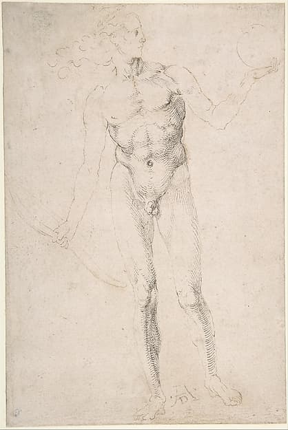 Standing Male Nude Holding a Bow ("Poynter Apollo") — Albrecht Dürer