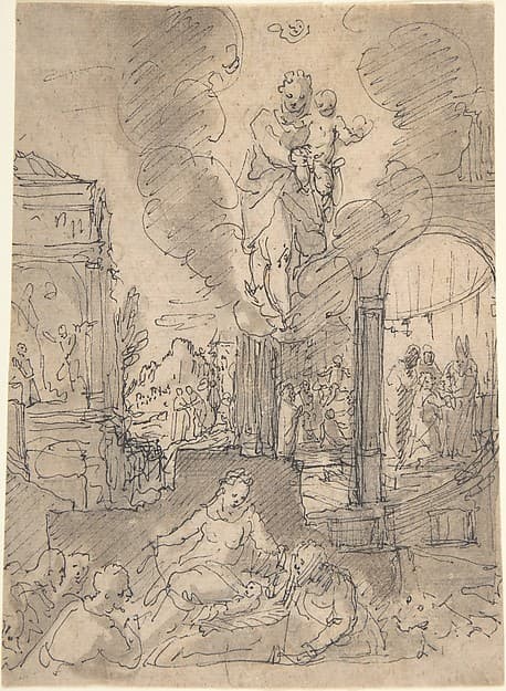 The Assumption of the Virgin with the Five Joyful Mysteries of the Rosary — Georg Pecham