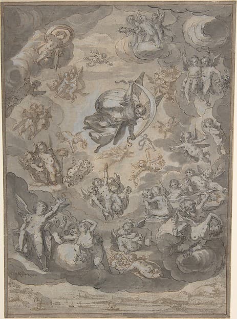 Flying Putti, Surrounding Archangel Raphael — Conrad Meyer