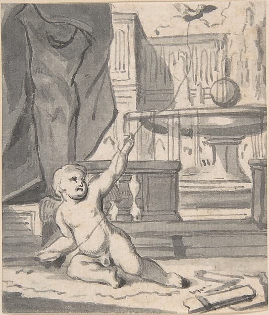 Cupid with a Bird on a String — Joseph Werner the Younger