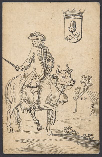 Acorn King: A Man Astride a Cow — Johannes Brandenberg