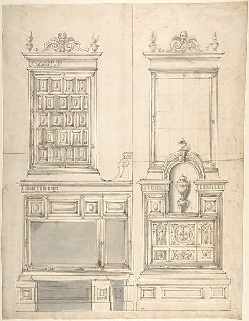 Design for a Stove and Wall Fountain (?) — Friedrich Sustris