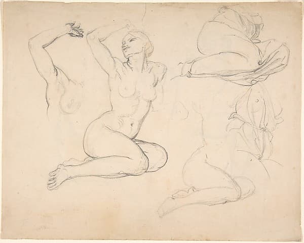 Studies of a Sitting Woman; verso: Studies of Men — Eduard Julius Friedrich Bendemann